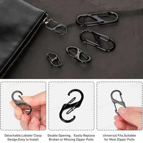 Sunkizzrs® Dual Hook S Carabiners(60 MM, Pack of 10)—Quick Release Design Hooks Keychain—Multi-Purpose Snap Hooks—Zinc Alloy Anti Theft Zipper Carabiner Clips for Backpack,Camping,Gardening,Outdoor 7 41QrY6cCnzL