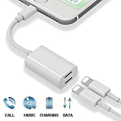 [Apple MFi Certified] Lightning Headphone Earphone Adapter Aux Splitter,Dual Lightning Adapter 2 in 1 Headphone Audio Charge Compatible with iPhone ipad Earphone Cable Accessories Support iOS 13