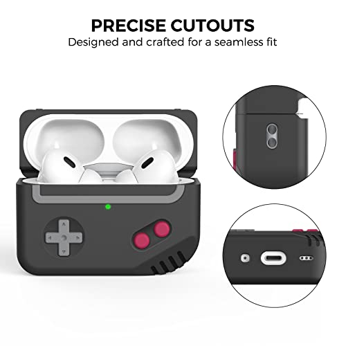 Image of TRONWIN Silicone Airpods Pro 2 Case Protective Covers Skin Game-Machine Design for Airpods Pro 2022 [Support Wireless Charging] Compatible with Apple Airpods Pro 2nd Generation (Black)