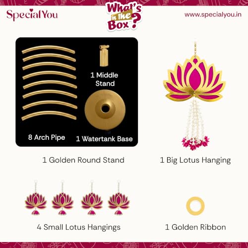 Image of SpecialYou Backdrop Stand for Decor for Ganpati Decoration Setup for Home with Lotus Hanging Decorations Items, Decoration Stand for Backdrop for Pooja, Mandir Decorations Items for Home- 7Pcs