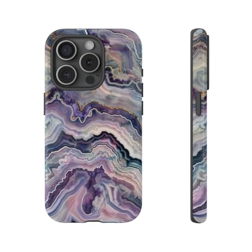 Coque iPhone 15 Pro anti-rayures rigide brillante motif géode