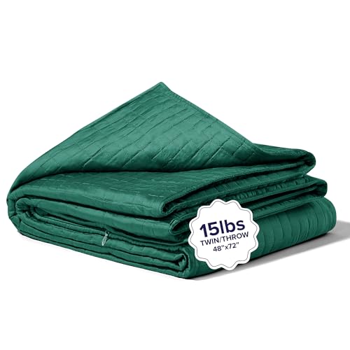 Gravity Weighted Cooling Blanket, Twin/Throw (15lbs, Forest Green) - Cooling Blankets for Hot...