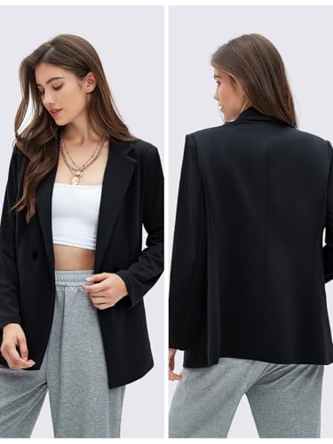 EXLURA Women's Business Casual Blazers Lightweight Long Sleeve Knit Lapel Loose Fit Work Office Suit Jackets with Pocket 20252