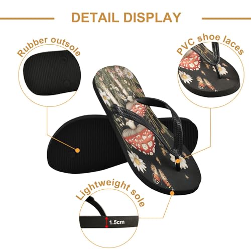 STAYTOP Mushrooms and Daisy Butterflies Flip Flops Sandals of Men's & Women's,Sandals Beach Slippers Shower Slides2