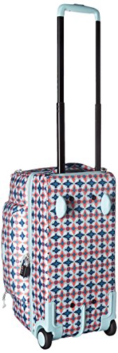 Vera Bradley Women's Duffle Luggage Lighten Up Foldable Duffel Rolling Suitcase, Water Geo, One Size