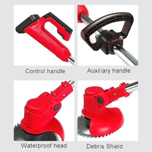 Image of Electric Wireless Rechargeable Edge Cutter 48V - 25cm Cutting Width | 2-in-1 Mower & Trimmer | Adjustable Height | 3 Blade Types | Lightweight & Portable | Lawns & Gardens