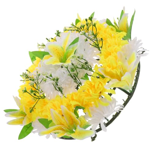 HAWILLOSCH Guirnalda De Flores Artificiales para Funerales Wreath De Diseño Realista Adorno para y Memoriales Color Aleatorio