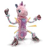 Large Dog Toys for Large Breed, Stuffed Interactive Medium & Small Dog Toys, Squeaky Funny Cute Plush Animals Puppy Toys - Pull Unicorn