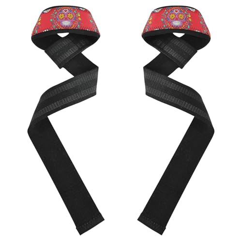 STAYTOP Colored Sugar Skull Wrist Straps for Weightlifting,Lifting Straps with Neoprene Cushioned Wrist Padded and Anti-Skid Silicone for Strength Training,Bodybuilding,Deadlifting
