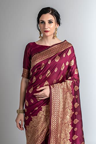 Image of Lilots Women's Designer Banarasi Silk Jacquard Designer Saree With Blouse Piece