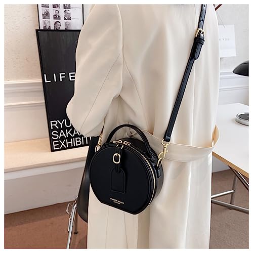 Western Leather Round Bag for Women,Retro Round Bag Top Handle with Strap4