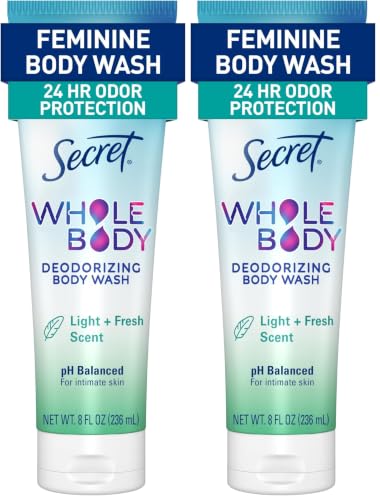 Image of Secret Feminine Wash, 24 HR Deodorizing Feminine Body Wash for Women, Removes 6x Causes of Odor, PH Balanced, Safe to Use Everywhere, Light & Fresh, 8.0 oz, (Pack of 2)