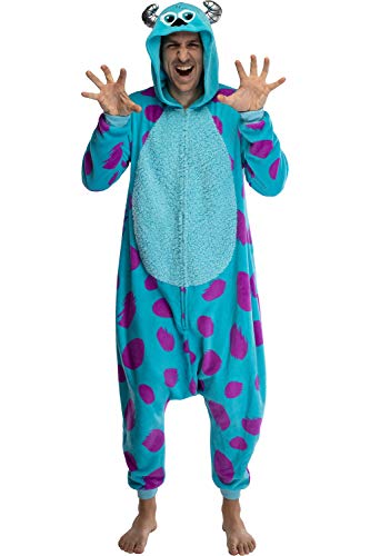 Disney Monsters Inc. Adult Sulley Kigurumi Sherpa Fleece Cosplay Costume One Piece Union Suit4