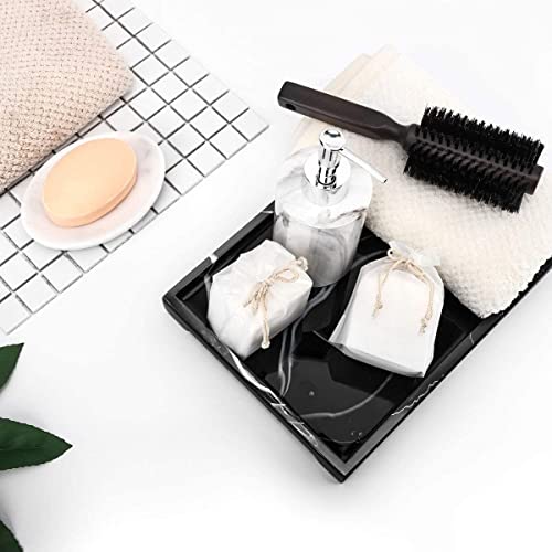 Image of Luxspire Vanity Tray, Bathroom Tray Toilet Tank Storage Tray, Resin Kitchen Sink Trays, Vanity Countertop Organizer for Candles Towel Bottles Perfume Holder Serving Trays, Marble Style -Large- Ink