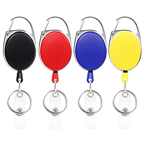 4 Pièces Porte-badge avec Yoyo, Rouleau de Touche de Carte Identité Rétractable, Paille-clés jojo de la touche de touche pour les détenteurs de cartes, porte-badge identité, carte-clé Cover