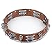MUKLEI 2 PCS Tambourine for Adults,10 Inch Wooden HandHeld Percussion Tambourine, Brown Double Row Metal Jingles Musical Instrument for Party, Dance, Wedding