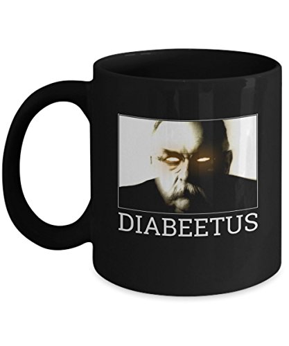 Diabeetus Mug Acrylic Coffee Holder Black 11oz Funny Diabetes Man Internet Meme Commercial Glowing Eyes Diabetes Parody