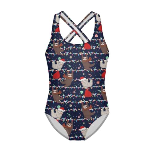 Image of Girls One Piece Swimsuits Quick Dry Beach Bathing Suit Crossback Swimwear 5-14 Years