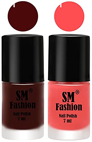 Image of Long Lasting Nail Polish | Nail Paint Combo 7 ml Each) - Set of 2 Wine-Peach Pink