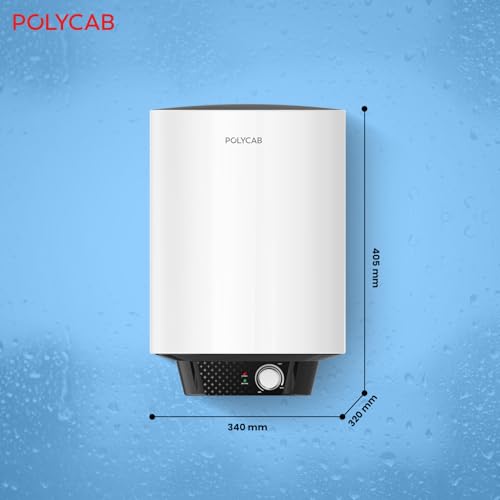 Image of POLYCAB Celestia Prime 5-Star 10 Litre Water Heater (Geyser) | Free Connecting Pipe | 5-Year Tank Warranty by POLYCAB | Temperature Control Knob | Faster Heating, Shock Resistant【White】