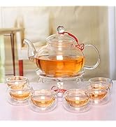 【新品・未使用】ガラスティーポット 2000ml 耐熱ガラス 急須 Amazon | ティーポット 耐熱ガラス 茶こし付き ティーカップ 8点セット