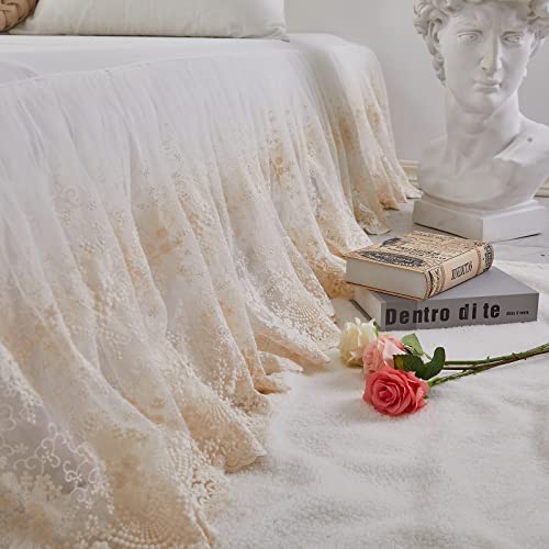 Falda de cama de encaje Queen para un dormitorio de estilo romántico 4