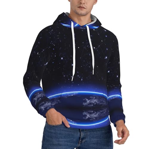 Sweat à capuche en polaire hommes pour lutter contre le froid avec style galaxie bleu
