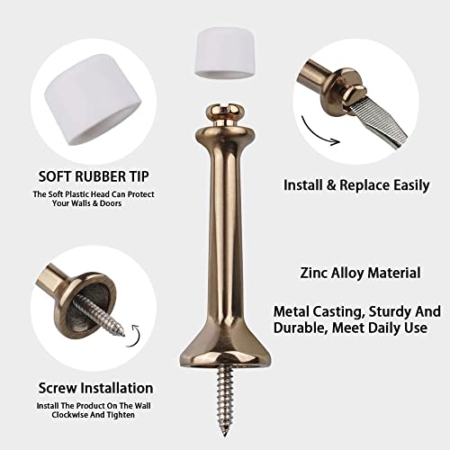 Triumph Hardware 3'' Inch Heavy Duty Solid Rigid Door Stop With Soft Rubber Tip, Zinc Alloy Metal Solid Door Stopper Protect Wall & Door, (Champagne Bronze), (Z81505) #TOP4