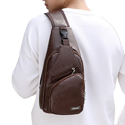 Bolsa tiracolo de couro para homens e mulheres, viagens, acampamento ao ar livre, #25coffee