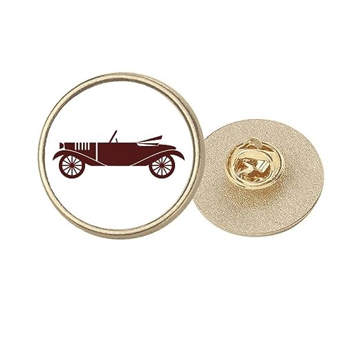 Broche ronde en métal doré voitures classiques géométriques marron M