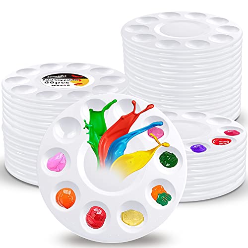 Image of Paint Tray Palette,60pcs Paint Trays for Kids,Plastic Paint Pallet or Pupils to Painting,DIY Craft,Play Party at Home,Kindergarten or School