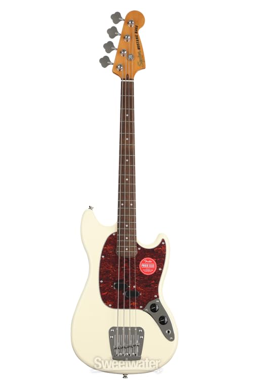 Amazon.com: Squier Classic Vibe 60s Mustang Bass, Olympic White