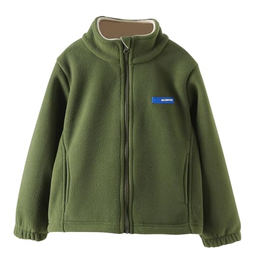 Polar Fleece Coat for Boys Girls Full Zip Up Long Sleeve Fuzzy Jacket with Pockets Casual Comfy Outdoor Sports Coat