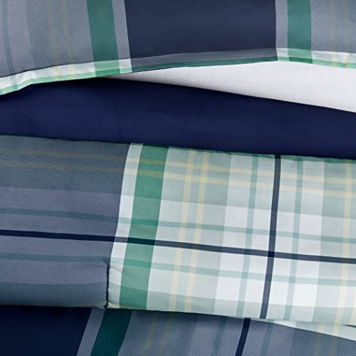 Serta Simply Clean Scott Soft 5 Piece Plaid Bed In A Bag Complete Bedding Comforter Set With Sheets And Pillow Case For All Season, Twin/Twin Xl, Multi #TOP1