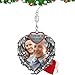 Memorial Ornaments - Forever in Our Hearts - Silver Heart with Heart Shaped Angel Wings - in Memory Picture Ornaments - 3.5