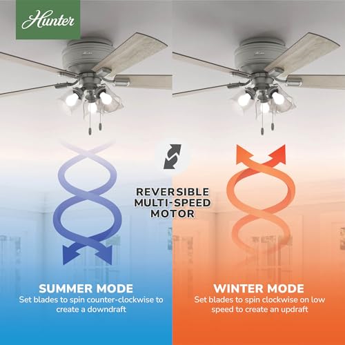 Image of Hunter Crestfield, Indoor, Ceiling Fan, Quiet, 52 inch, Matte Silver