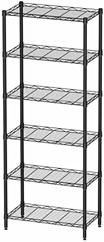 SINGAYE 6-Shelf Storage Shelf Wire Shelving Unit Metal Shelves Unit Storage Adjustable, Standing Shelf Units with PP Liner 21.25" W X 11.41D X 69 "H (Black)
