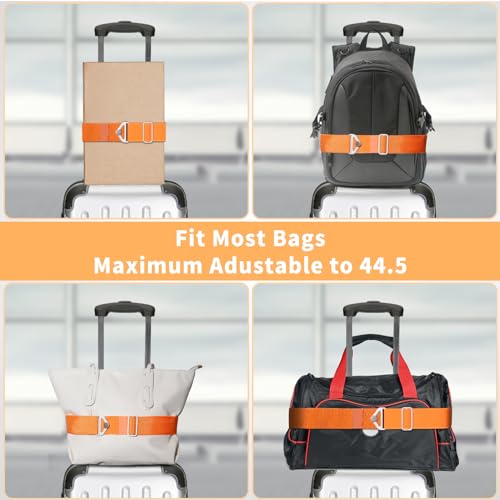 TOOVREN 2-in-1 Travel Belt for Luggage Straps Add a Bag Bungees Suitcase Luggage Strap Over Handle Suitcases Belt for Carry On Bag Adjustable Backpack Attachment Airport Travel Accessories Orange by TOOVREN - Image 6