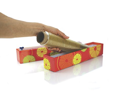 ChicWrap Citrus Refillable Plastic Wrap Dispenser with Slide Cutter and 250' of Professional BPA Free Plastic Wrap
