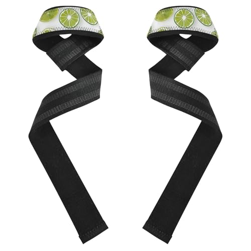 Nander Fresh Lemon Wrist Straps for Weightlifting,Lifting Straps with Neoprene Cushioned Wrist Padded and Anti-Skid Silicone for Strength Training,Bodybuilding,Deadlifting