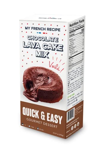 My French Recipe Chocolate Lava Cake Baking Mix (Moelleux Au Chocolat), 10.37 Ounce - French Gourmet Molten Lava Brownie Mix Chocolate Cake - With Real Belgian Chocolate Inside #TOP14