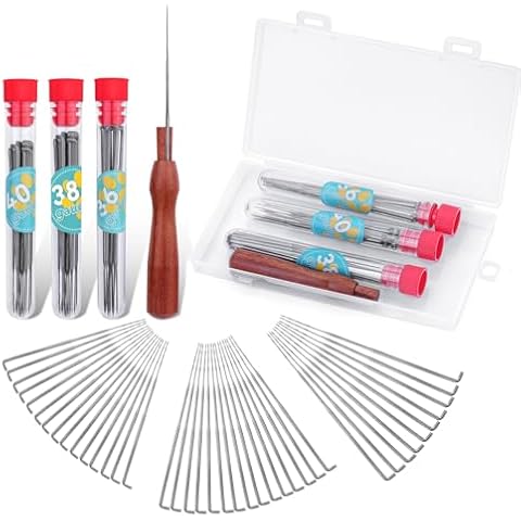 Yizzvb Felting Needles, Needle Felting Tools, Needle Felting Kit Wool Felting Supplies with 40 PCS Needle Felting Needles, Wooden Handle and Storage Box for Felting Wool Projects Cover