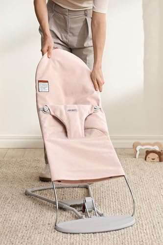 Image of BabyBjorn Bouncer Bliss, Light Pink, Woven Melange | 2-in-1 Adjustable Baby Bouncer Seat and Toddler Chair, Newborn to Toddler (8-29 lbs), 4 Positions, Lightweight & Portable