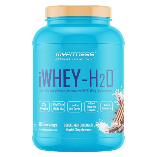 Image of Myfitness iWhey H2O | 88% Protein Per Serving | 100% Whey Protein Isolate | Added Colostrum | Added Digestive Enzymes | Whey Protein Powder (Choco Pebbles, 2kg (80 servings)) (2kg (80 servings), Double Rich Chocolate)