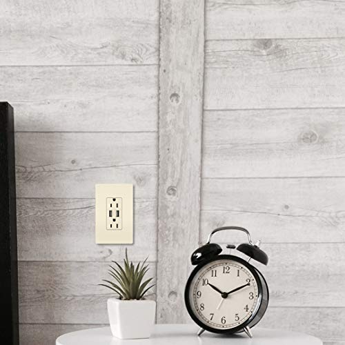 Image of Legrand radiant Screwless Wall Plates for Decorator Rocker Outlets, 1-Gang, Light Almond, RWP26LACC6 (Pack of 2)