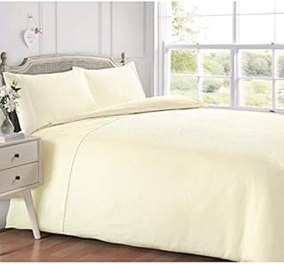 IMFAA Plain Duvet Cover Set Poly-Cotton With Pillow Case Easy Care Bed Set (King, Cream)