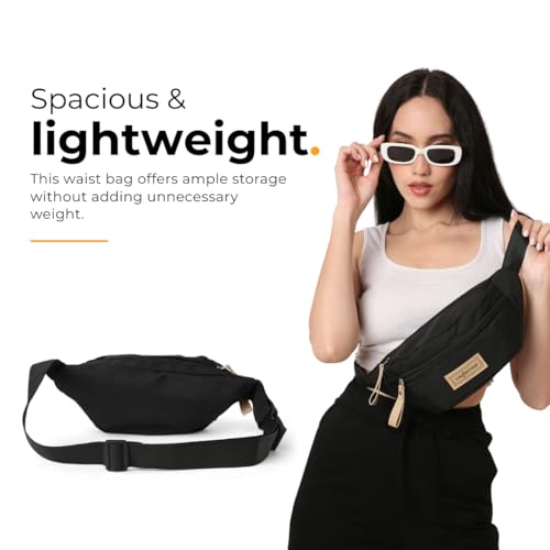 Image of Tressential Waist Bag for Men Women | Cross Body Fanny Pack Sling Bag for Hiking, Travel, Camping, Outdoor Sports, Cycling | Money Belt with Adjustable Strap (Black)