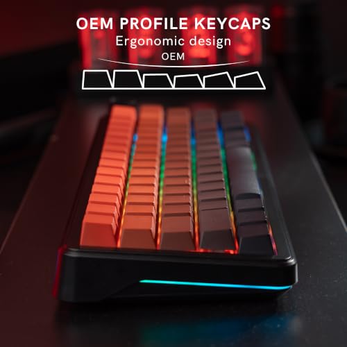 Image of dagaladoo Shine Through keycaps Set,Double Shot PBT keycaps Gradient | Side Print keyboard keycaps,OEM Profile custom Key caps for Mechanical Keyboards 60% 65% 75% 100% TKL Layout,Red /Black