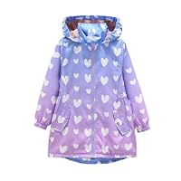 duxyoz Girls Boys Rain Jacket Winter Coats Thick Warm Hooded Waterproof Windproof Long Raincoats Windbreaker Fleece Lined Plush Trench Coat Stand Collar Hoodie Outwear With Pockets 8-9 Years