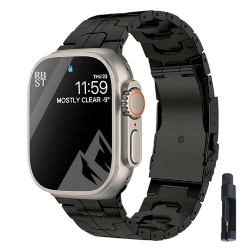 Bracelet titane Apple Watch 41mm 40mm 38mm : maillons métal noir iWatch